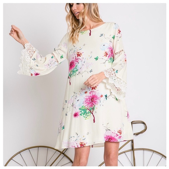 Margo Lace and Crochet Floral Shift Dress - Picture 8 of 8